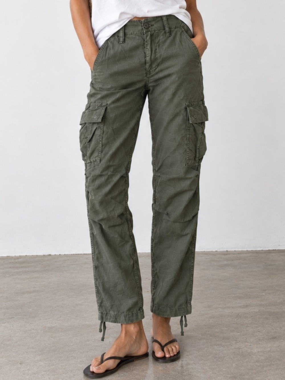 CARHARTT Work in Progress Aviation Cargo Pants Olive Green Ripstop Slim Fit 25 R